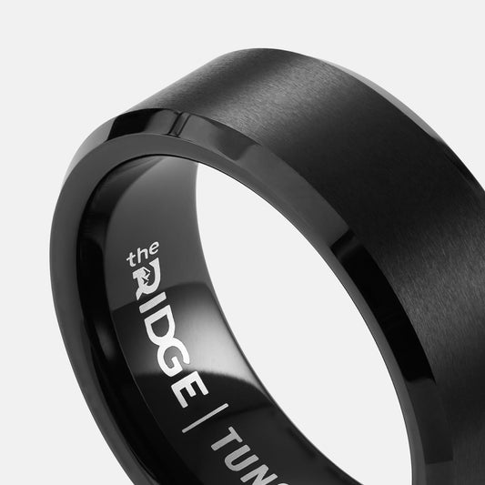 8mm Beveled Ring Set - Royal Black